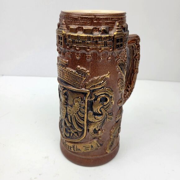 Vintage Original King German Beer Stein Ceramic Frankfurt Eagle No Lid 1000-W - Picture 2 of 12